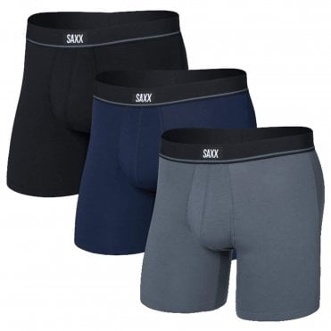 Mens Essential Cotton Boxer Brief Fly 3 Pack