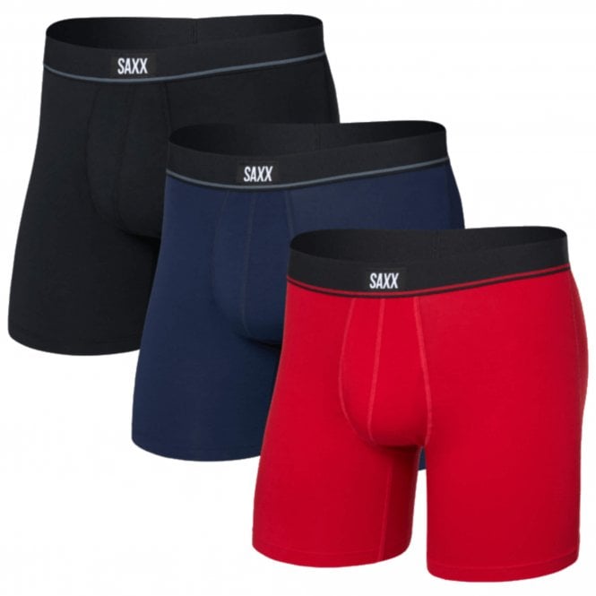 Saxx Mens Essential Cotton Boxer Brief Fly 3 Pack