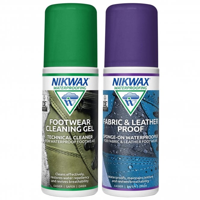 Nikwax Footwear Cleaning Gel & Fabric & Leether Proof Twin Pack