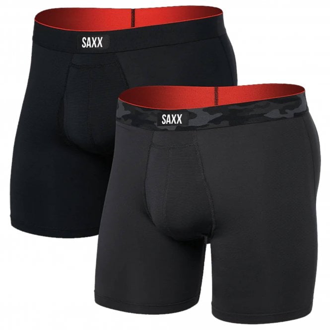 Saxx Mens Multi Sport Mesh Boxer Brief Fly 2 Pack