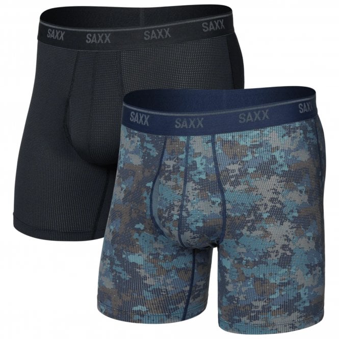 Saxx Mens Quest Quick Dry Mesh Boxer Brief Fly 2 Pack